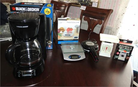 Coffee Pot, Digital Scale, Burger Maker, Scale