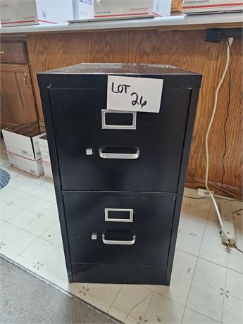 Black Metal 2 Drawer File Cabinet