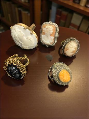 Vintage Cameo Ring Lot of 5