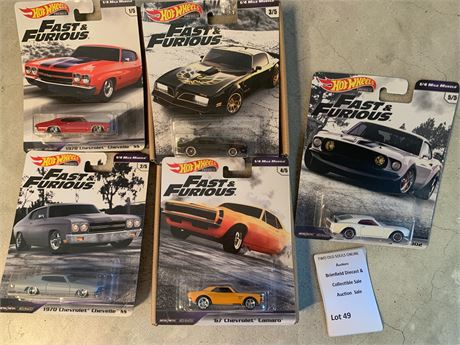 2019 Hot Wheels Premium Fast & Furious 1/4 Mile Muscle Set - Full Set of 5