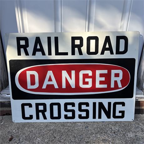 Vintage DANGER Railroad Crossing Sign 28 x 20.25"