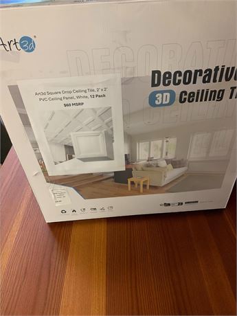 Art3d Square Drop Ceiling Tile White 2' x 2' PVC Ceiling Panels