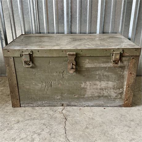 Old U.S. Military Footlocker w/ Metal Handles