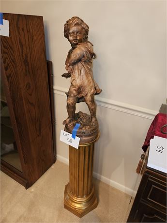 Basco Italian Reproduction Statue with Gold Podium