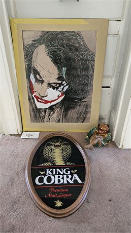 King Cobra Liquor Sign (AS-IS) "Joker" Student Art & Shelf Sitter Gargoyle