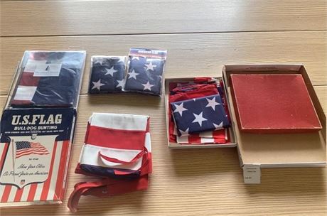 U.S. Flag Bull-Dog Bunting In Original Box Plus 4 Other U.S. Flags