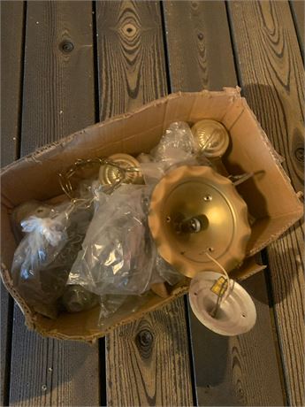 Brass Ceiling Light Fixture, Canopy, Hanging Chain, Lamp Shades & More