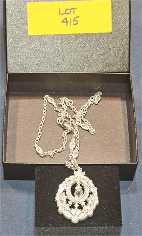 Sterling Judith Ripka CZ Drop Dangle Pendant & 20" Chain 0.75 ozt