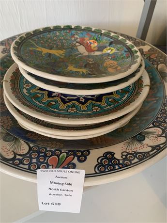 Turkish Kutahya Alhamra Çini Hand-Painted Ceramic Pottery Plate Lot