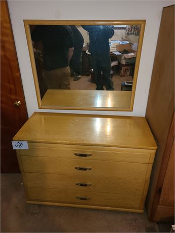 Mengel Blonde Wood Dresser with Detached Mirror