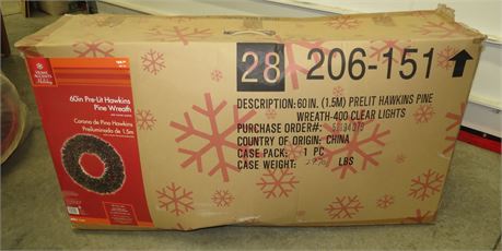 60" Pre-lit Pine Wreath