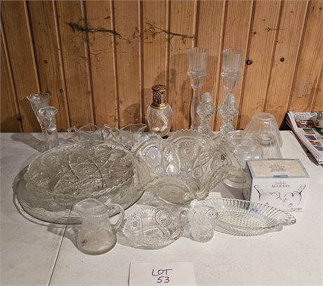 Mixed Clear & Crystal Glass- West German Cut Crystal Pedestal, Salt & Pepper, L.