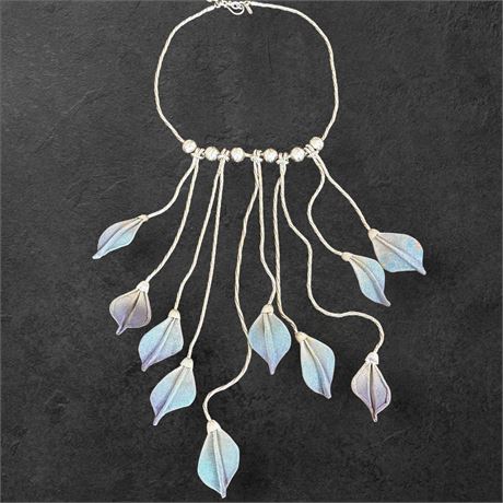Sarah Cavender Metalworks Handmade Leaf Tassel Necklace