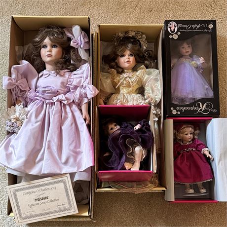 Marie Osborne & Seymour Mann Porcelain Dolls Lot of 5, All w/ Boxes