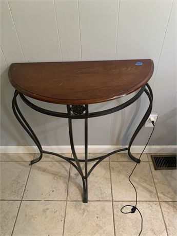 Half Moon Entry Table or Sofa Table With Metal Base