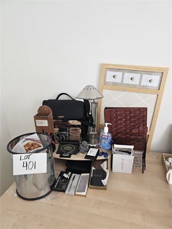 Mixed Office Supplies : Trashcan / Light & More