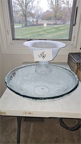 Crate & Barrel Glass Bowl & Frosted Pedestal Bowl