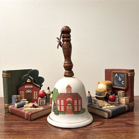 School Themed Bookends & Bell