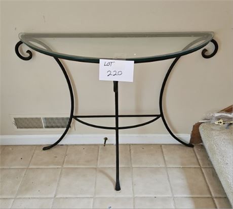 Foyer Metal & Glass Half Moon Table