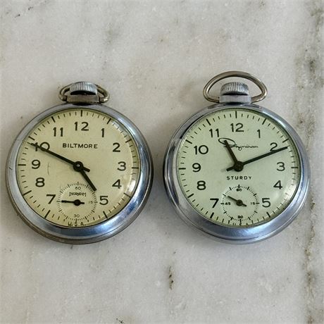 Vintage Ingraham Sturdy and Biltmore Pocket Watches