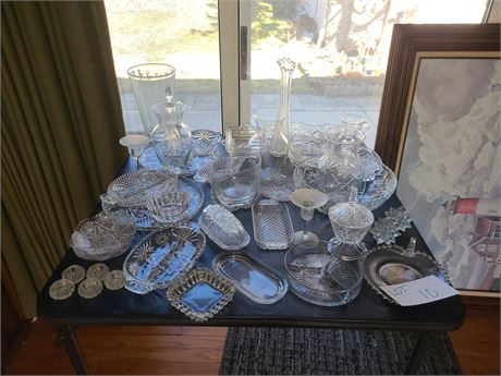 Crystal & Clear Glass Lot: Butter Dishes/Bowls/Servers/Salt Cellars & More