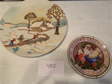 1984 "Spirit of Christmas natural Light Santa Plate Seasons Greetings