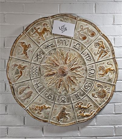 MCM 1960's Brass Metal Zodiac High Relief Decorative Wall Hanging