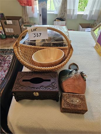 Full Size Throw / Wood Tissue Box / Basket & More