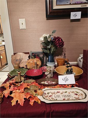 Mixed Fall Decor:Garland Road Leaf Platters/Barton Pottery/Figurines & More