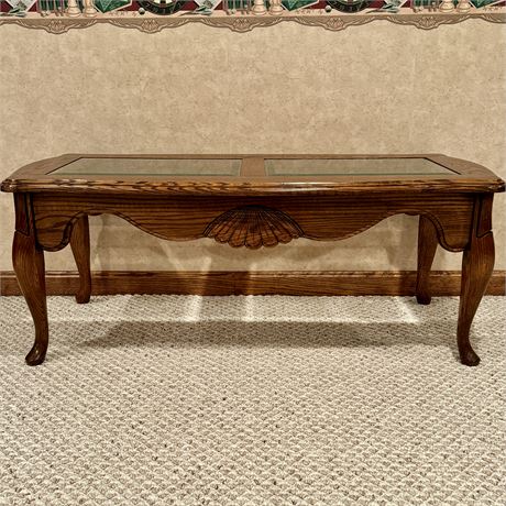 Wood Coffee Table with Beveled Glass Top