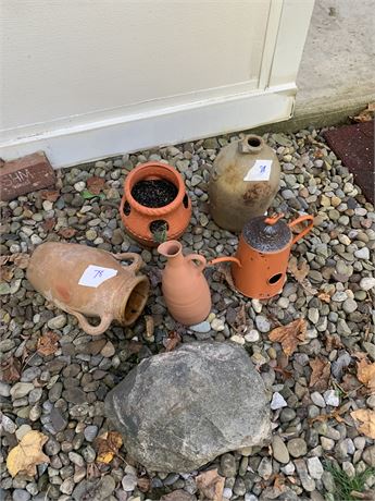 Yard Art Decor Lot Jug Kettle and Turtle