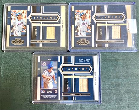 3 Keith Hernandez, Lenny Dykstra Mem Cards