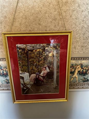 Woman Reading in Rocking Chair Art