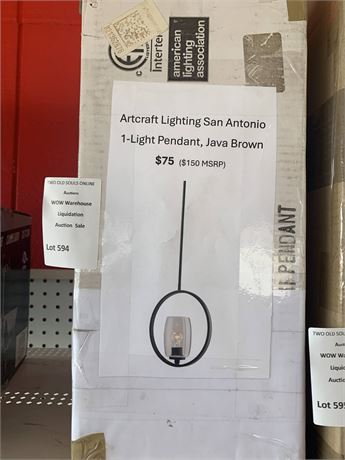 Artcraft Lighting San Antonio 1-Light Pendant in Java Brown