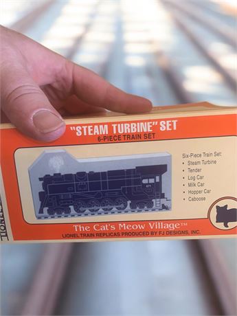 Lionel The Cat's Meow Village "Steam Turbine" 6 Piece Wood Train Set