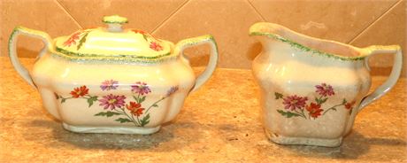 Vintage Steubenville Ivory Creamer & Sugar Bowl