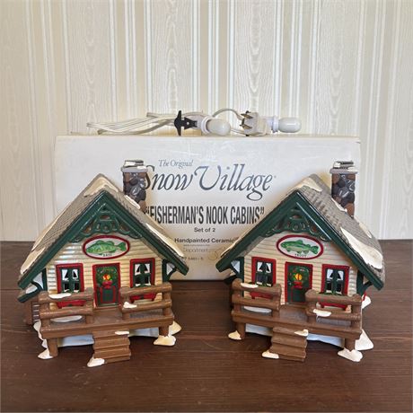 Dept 56 Snow Village "Fisherman's Nook Cabins" 1994