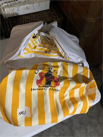 Retro Yellow & White Striped Giorgio Beverly Hills Duffel/Tote Bags - Set of 2