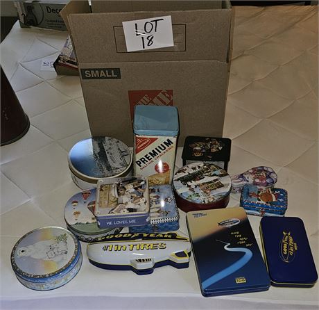 Mixed Tin Lot Goodyear, Holiday, & More