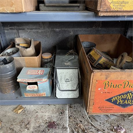 Shelf Cleanout - Parts, Nails, Screws, Trap, Contents of Crate!