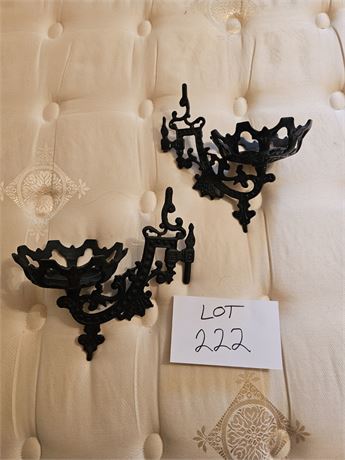 Antique Cast Metal Oil Lamp Wall Sconces