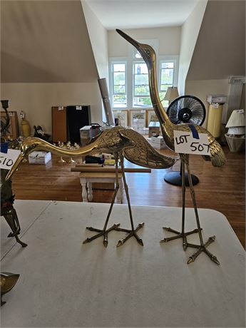 Large Brass Crane Decor