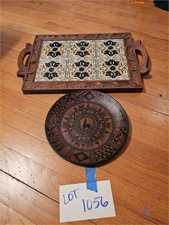 Vintage Dal-Tile Mexico Serving Tray & Terracotta Plate