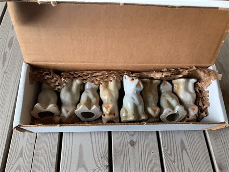 Napco White/Cream Ceramic Terrier Dog Figurine Boxed Lot of 8