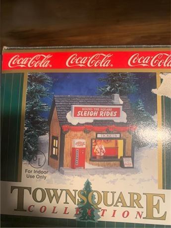 Coca Cola Town Square Collection "Round The Square Sleigh Ride" Figurine 1999