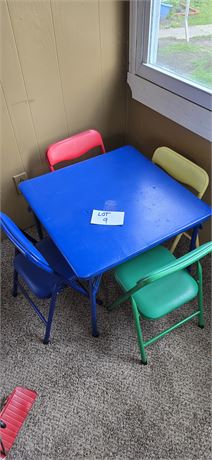 Kids Colorful 5 Pieces Folding Table Set - Blue, Green, Red and Yellow