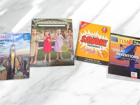 Book/Magazine Lot - Time Magazines, America At Home, Savage Crosswords