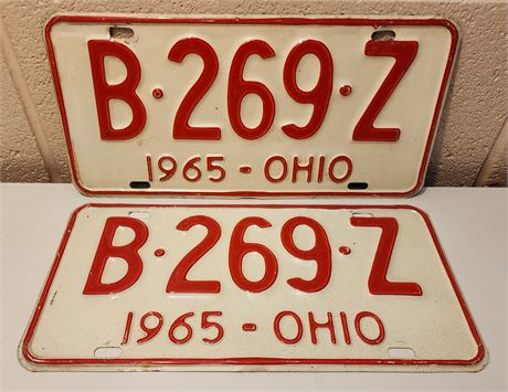 Pair of 1965 Ohio LicensePlates