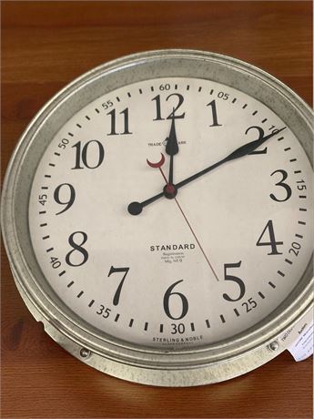 Standard Galvanized Metal Wall Clock 16 Inches Around