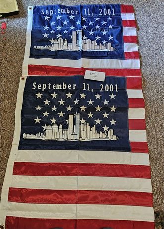 Twin Tower Sept 11, 2001 American Flags